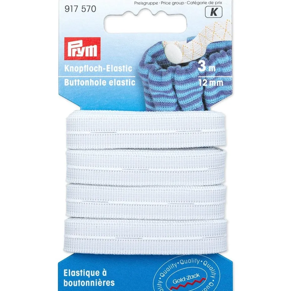 Prym Knappehullstrikk – 3m 12mm – Hvit