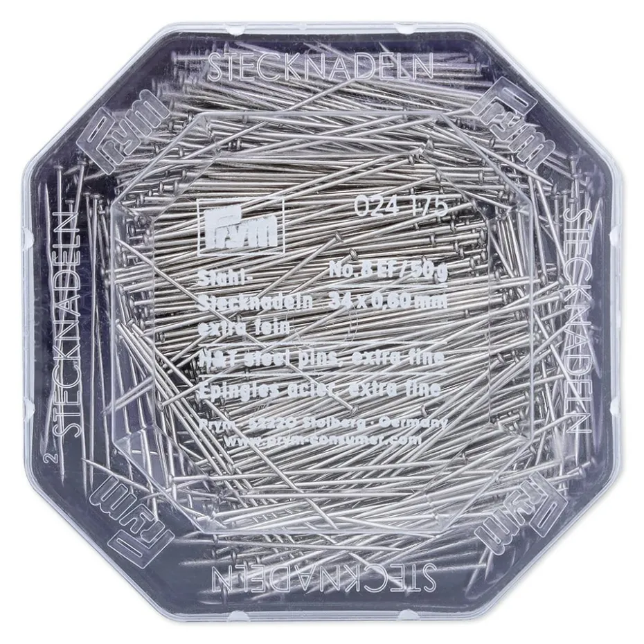 Prym Knappenåler Stål Ekstra fin No.8 50g – 0,60x34mm – Sølv