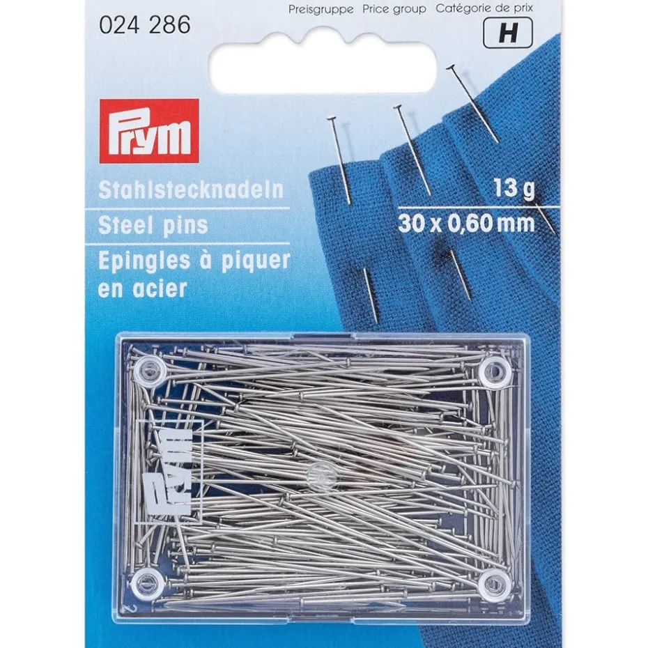 Prym Knappenåler Stål Ekstra fin 13g – 0,60mmx30mm – Sølv