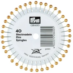 Prym Knappenåler Stål Perlehode 40stk – 0,65x38mm – Gull