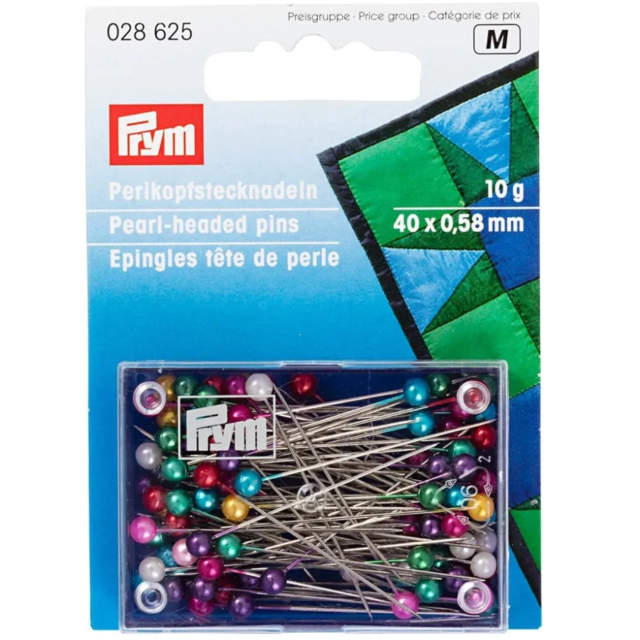 Prym Knappenåler Stål Perlehode 10g – 0,58x40mm – Mix