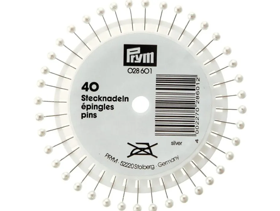 Prym Knappenåler Stål Perlehode 40stk – 0,65x38mm – Hvit