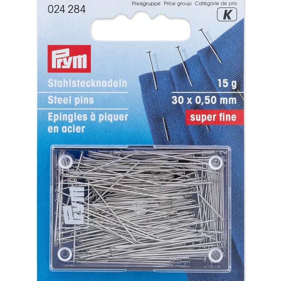 Prym Knappenåler Stål Superfin – 0,5mm30mm 15g – Sølv
