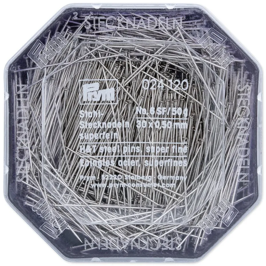 Prym Knappenåler Stål Superfin No.6 50g – 0,50x30mm – Sølv