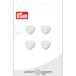 Prym Knapper 43058 – 2-hull 12mm HJERTE 12 Hvit – 4stk