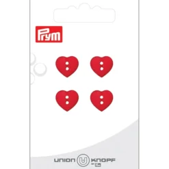 Prym Knapper 43058 – 2-hull 12mm HJERTE 48 Rød – 4stk