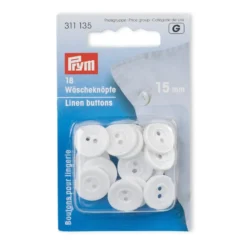 Prym Knapper 15mm 18stk – Hvit