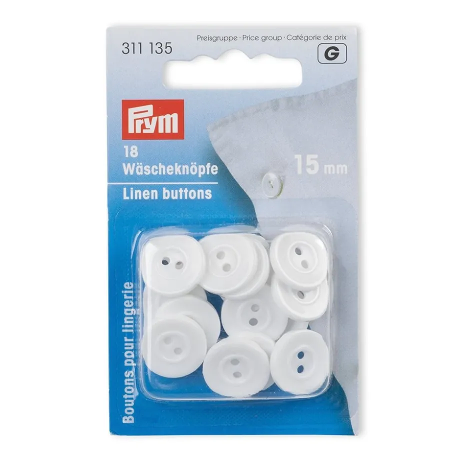 Prym Knapper 15mm 18stk – Hvit