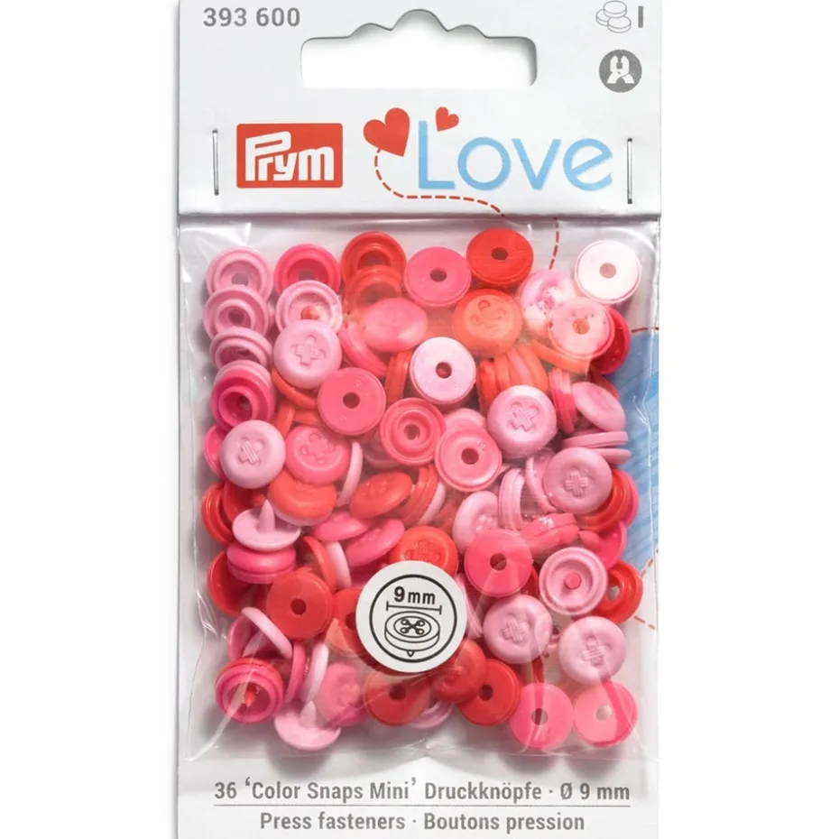 Prym Love – Color Snaps Mini 9mm 36stk – Lys rosa
