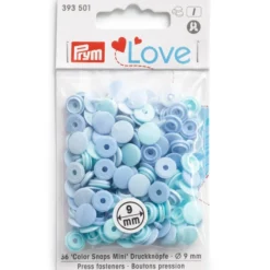 Prym Love – Color Snaps Mini 9mm 36stk – Lys blå