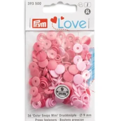 Prym Love – Color Snaps Mini 9mm 36stk – Lys rosa