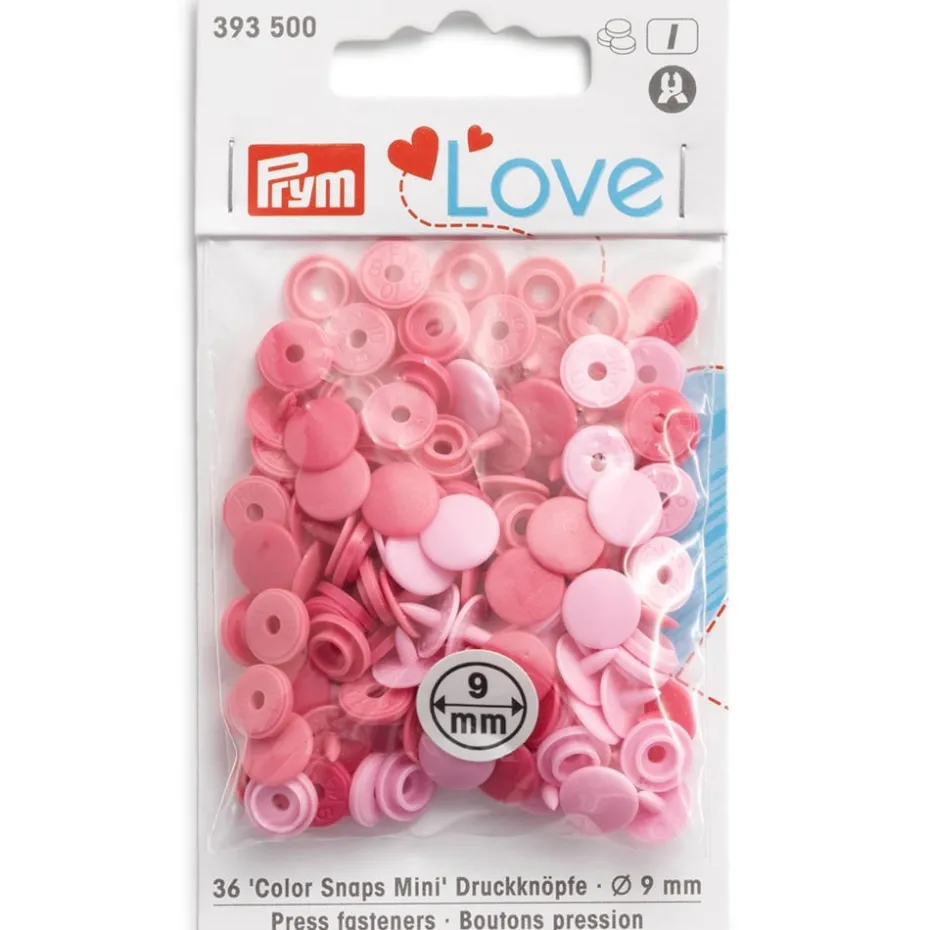 Prym Love – Color Snaps Mini 9mm 36stk – Lys rosa