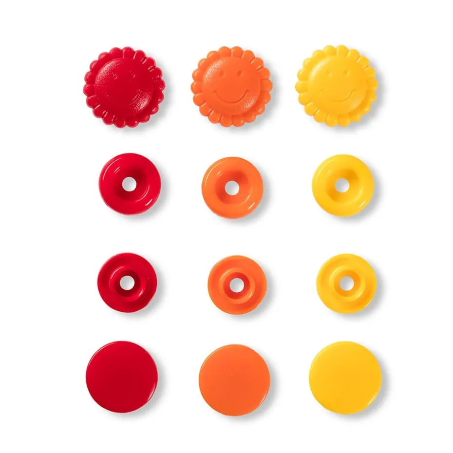 Prym Love – Non-sew Color Snaps – Blomst Gul/rød/oransje