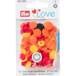 Prym Love – Non-sew Color Snaps – Blomst Gul/rød/oransje