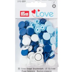 Prym Love – Non-sew Color Snaps – Blå/hvit/lysblå