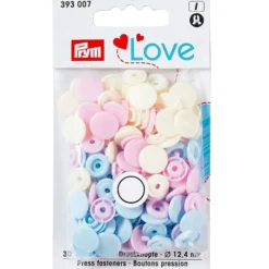 Prym Love – Non-sew Color Snaps – Lys rosa/hvit/lysblå
