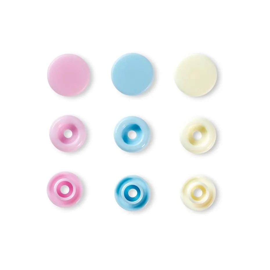 Prym Love – Non-sew Color Snaps – Lys rosa/hvit/lysblå