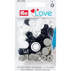 Prym Love – Non-sew Color Snaps – Sort/grå/hvit