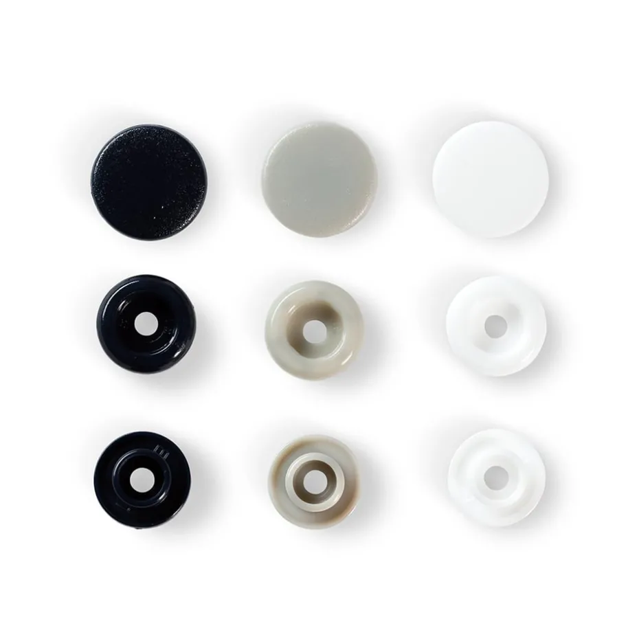 Prym Love – Non-sew Color Snaps – Sort/grå/hvit