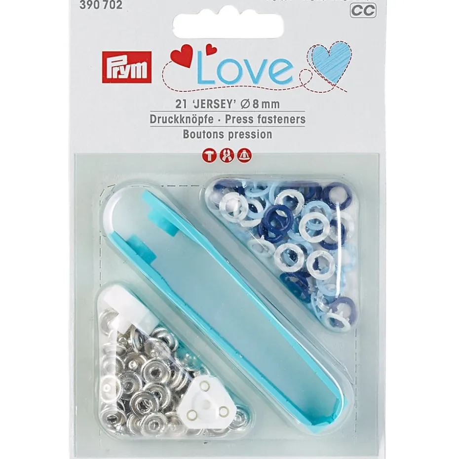 Prym Love – Trykknapp Jersey 8mm – Blue/white/blue