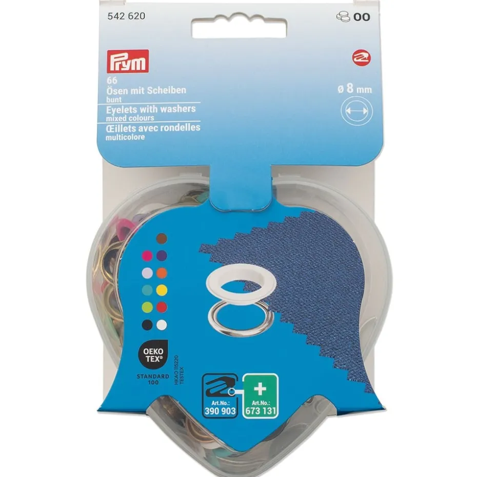 Prym Maljer m/skiver 8mm – 66stk – Hjerteeske – Ass.farger