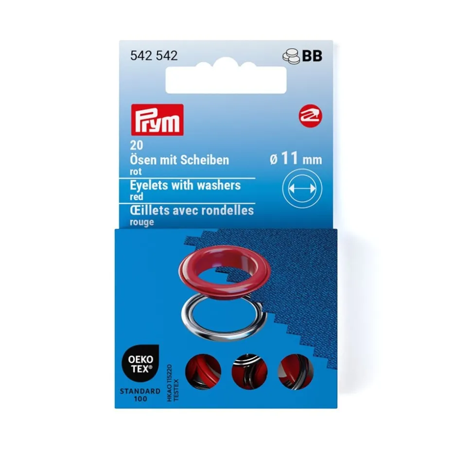 Prym Maljer m/skiver 11mm – 20stk – Rød
