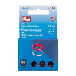 Prym Maljer m/skiver 8mm – 32stk – Rød/Sølv