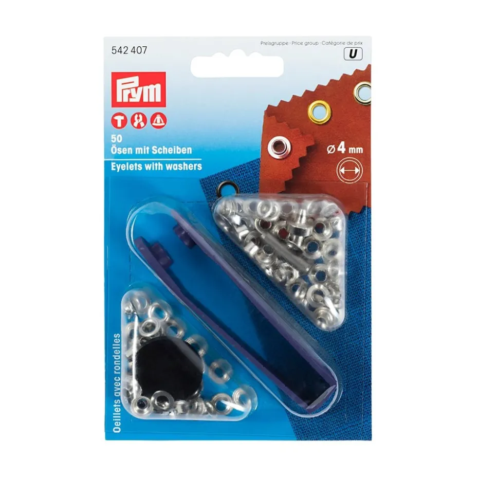 Prym Maljer m/skiver 4mm – 50stk – Sølv