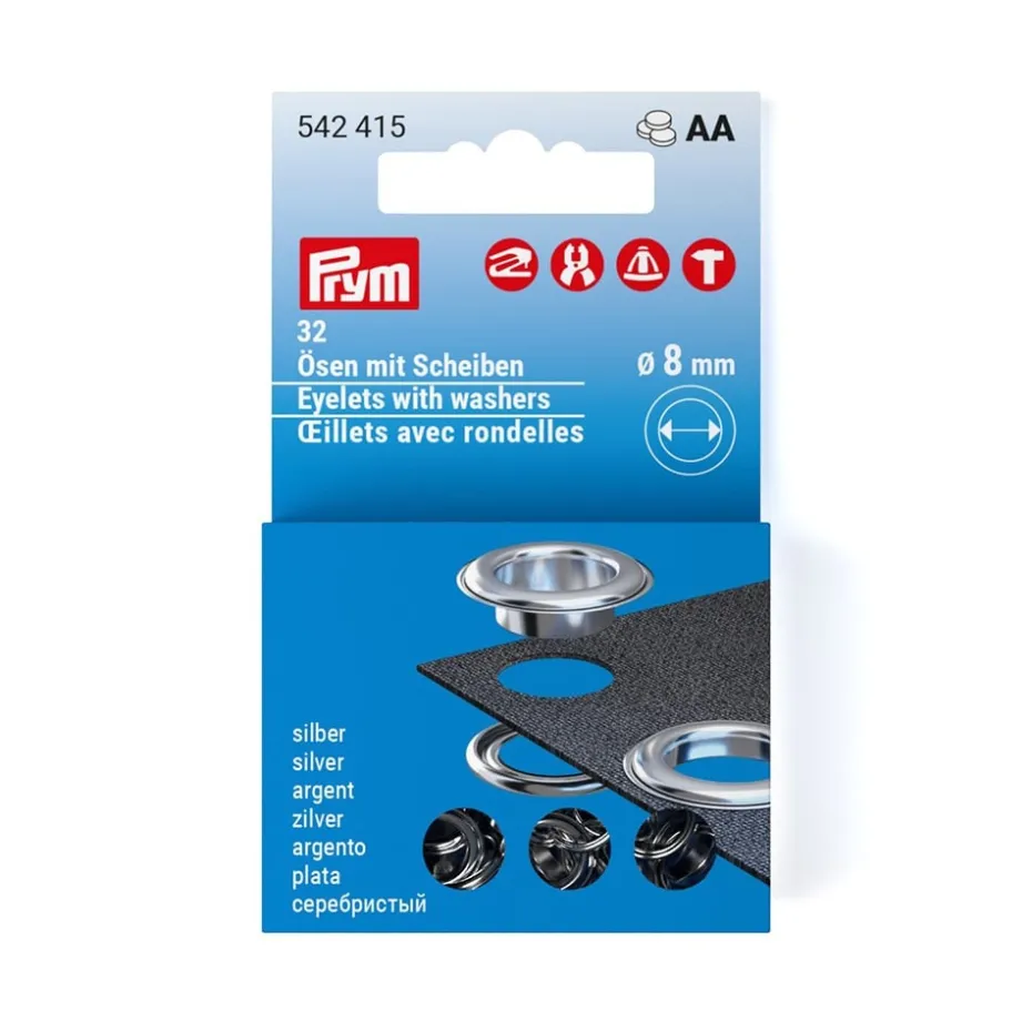Prym Maljer m/skiver 5mm – 32stk – Sølv