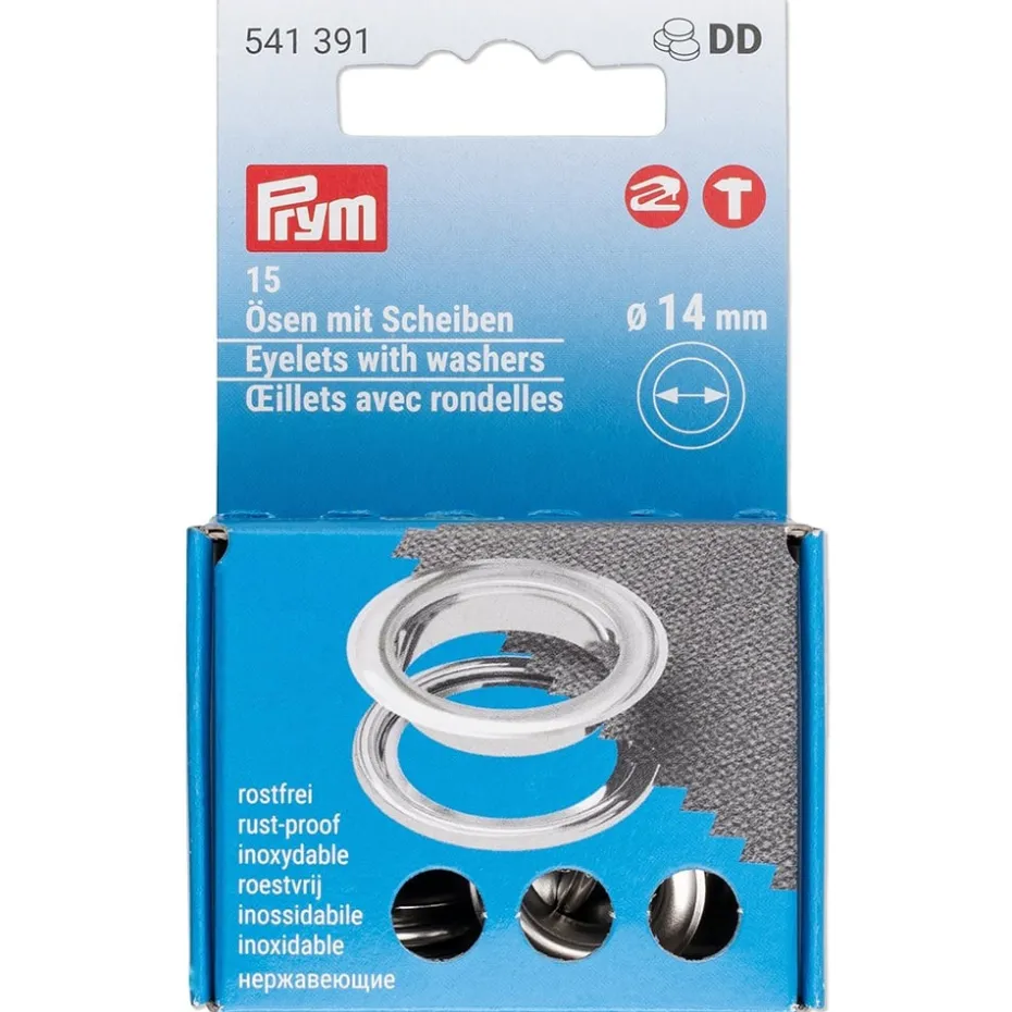 Prym Maljer m/skiver 14mm – 15stk – Sølv