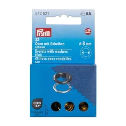 Prym Maljer m/skiver 8mm – 32stk – Sort/Sølv