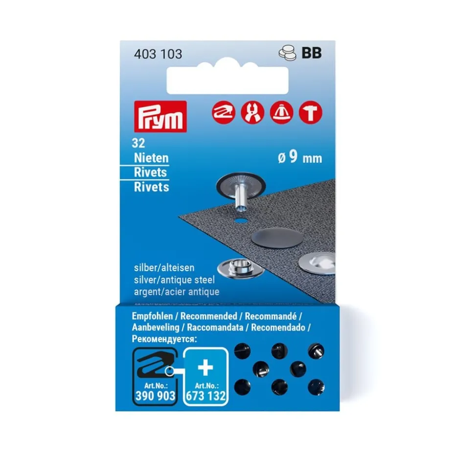 Prym Nagler 9mm – 32stk – Sølv / Antikk stål
