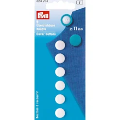 Prym Overtrekkbare knapper 11mm 6stk hvit