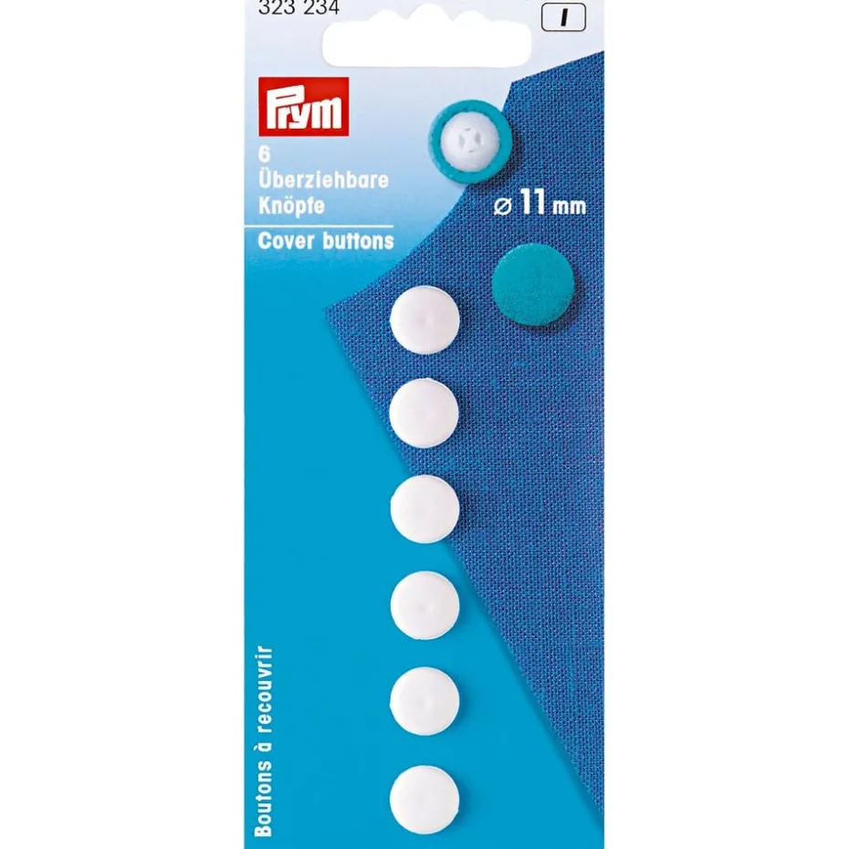 Prym Overtrekkbare knapper 11mm 6stk hvit