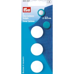 Prym Overtrekkbare knapper 22mm 3stk hvit