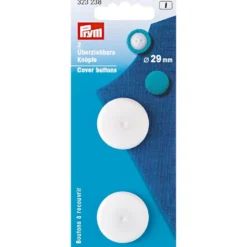 Prym Overtrekkbare knapper 29mm 2stk hvit