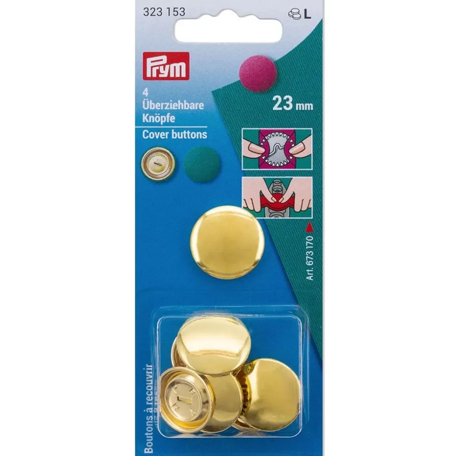 Prym Overtrekkbare knapper 23mm 4stk – Gull
