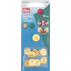 Prym Overtrekkbare knapper 15mm 6stk – Gull