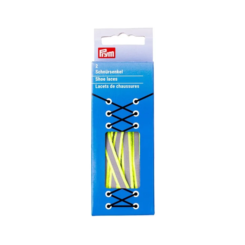 Prym Reflex Skolisse Flat 8mm – 120cm – Gul/sølvfarget