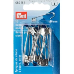 Prym Sikkerhetsnåler m/kule 48mm – Sølv-10stk