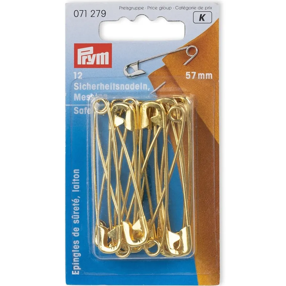 Prym sikkerhetsnåler 57mm – Gull – 12stk