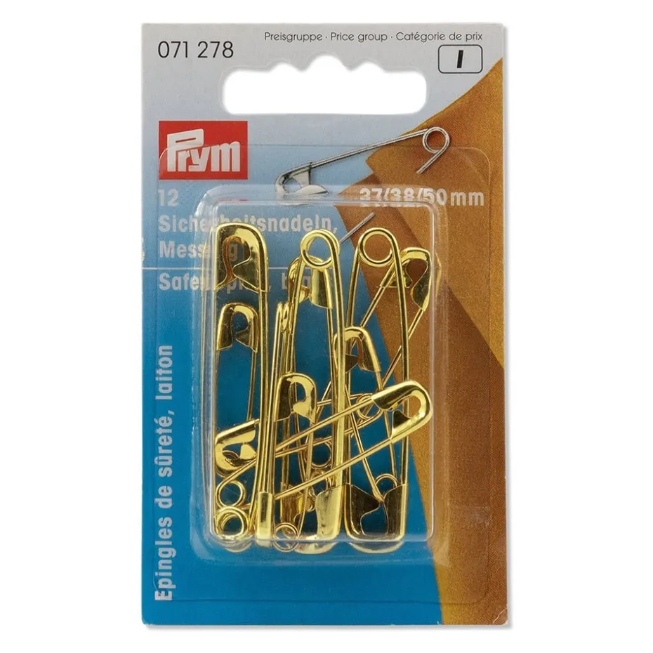 Prym sikkerhetsnåler 27/38/50mm – Gull – 12stk