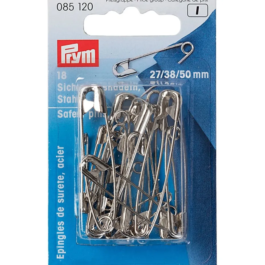 Prym Sikkerhetsnåler 27/38/50mm – Sølv – 18stk