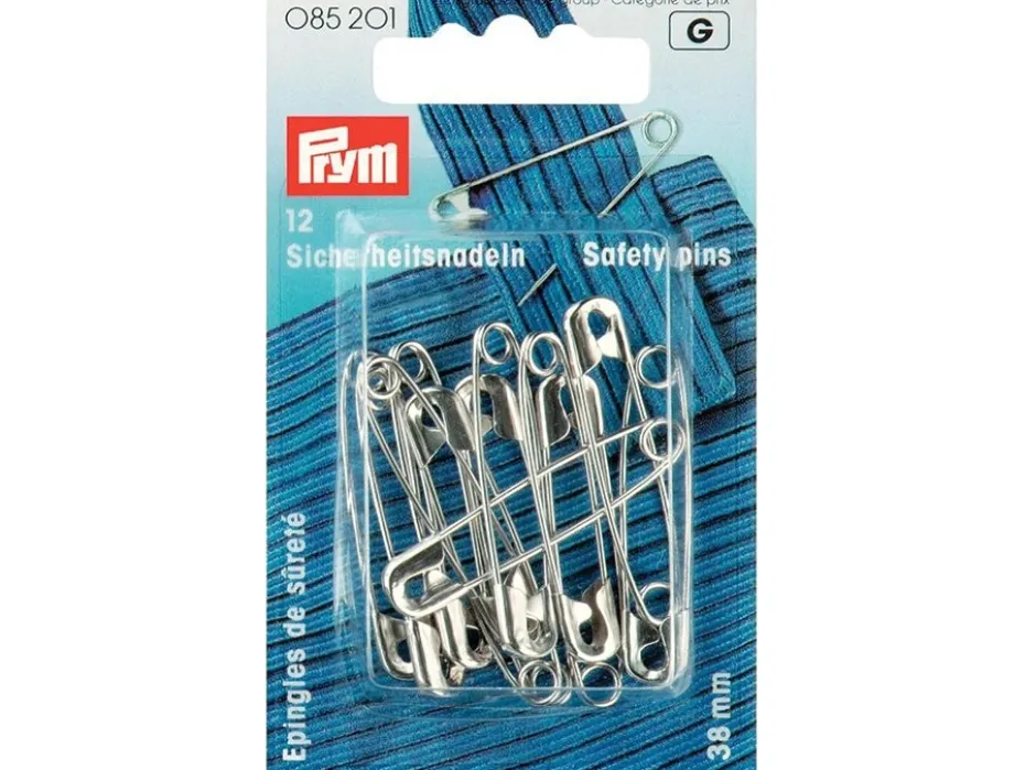 Prym Sikkerhetsnåler 38mm – Sølv – 12stk