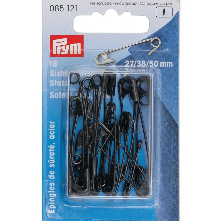 Prym Sikkerhetsnåler 27/38/50mm – Sort – 18stk
