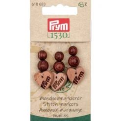 Prym 1530 Strikkemarkører i tre natur og sort