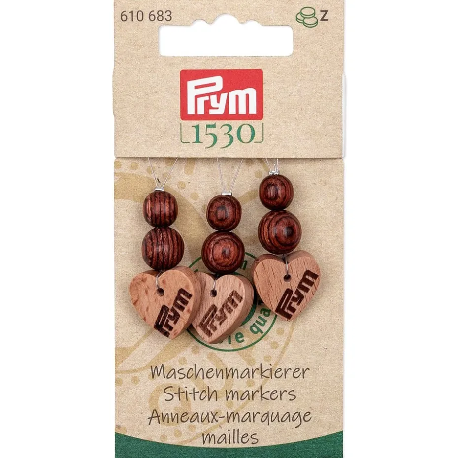 Prym 1530 Strikkemarkører i tre natur og sort
