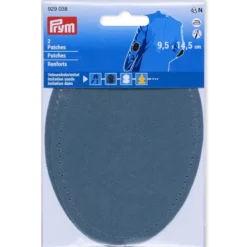 Prym Strykelapp imitert semsket skinn 2stk – Denimblå