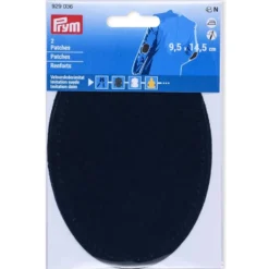 Prym Strykelapp imitert semsket skinn 2stk – Marineblå