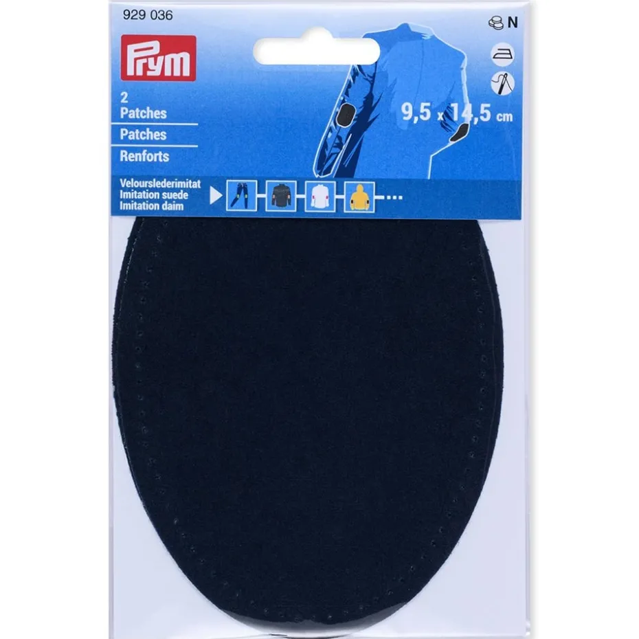Prym Strykelapp imitert semsket skinn 2stk – Marineblå
